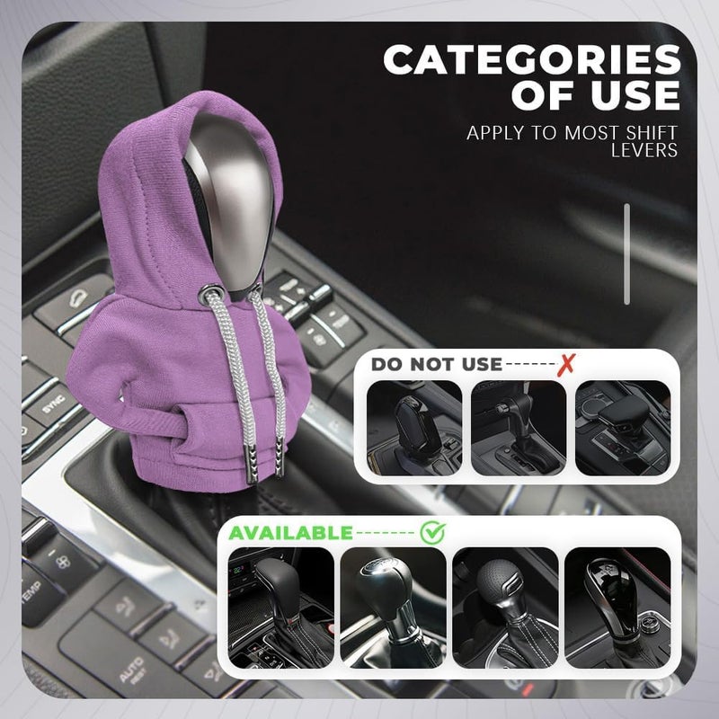 RGOAANC Gear Shift Hoodie, Gear Shift Cover, Fashionable Hoodie Automotive Gear Shift Knob Protector, Car Accessories Mini Sweater Gear Shift Knob Cover for Car Gear Shift Levers (Purple-2PCS) - Image 5